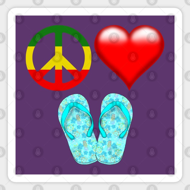 Peace Love Flip Flops Magnet by macdonaldcreativestudios